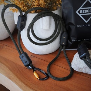 Boldwalk Urban/Traffic Handle Climbing Rope Dog Leash With Auto-Locking Carabiner, MADE IN USA, Walking and Training - Everglades