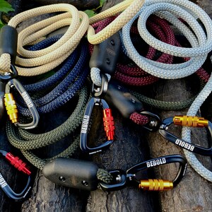 Climbing Rope Dog Leash: Auto-Lock Carabiner, All Weather, USA Made