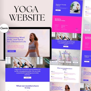 Yoga Website Template Canva, Yoga Coach Website Template, Pilates, Fitness, Wellness Website Landing Page, Yoga Instructor, Yoga Studio