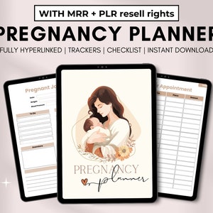 PLR Digital Planner, Plr Pregnancy Planner, Pregnancy Journal, Master Resell Rights, Plr Digital Products, MRR, Plr Canva Templates