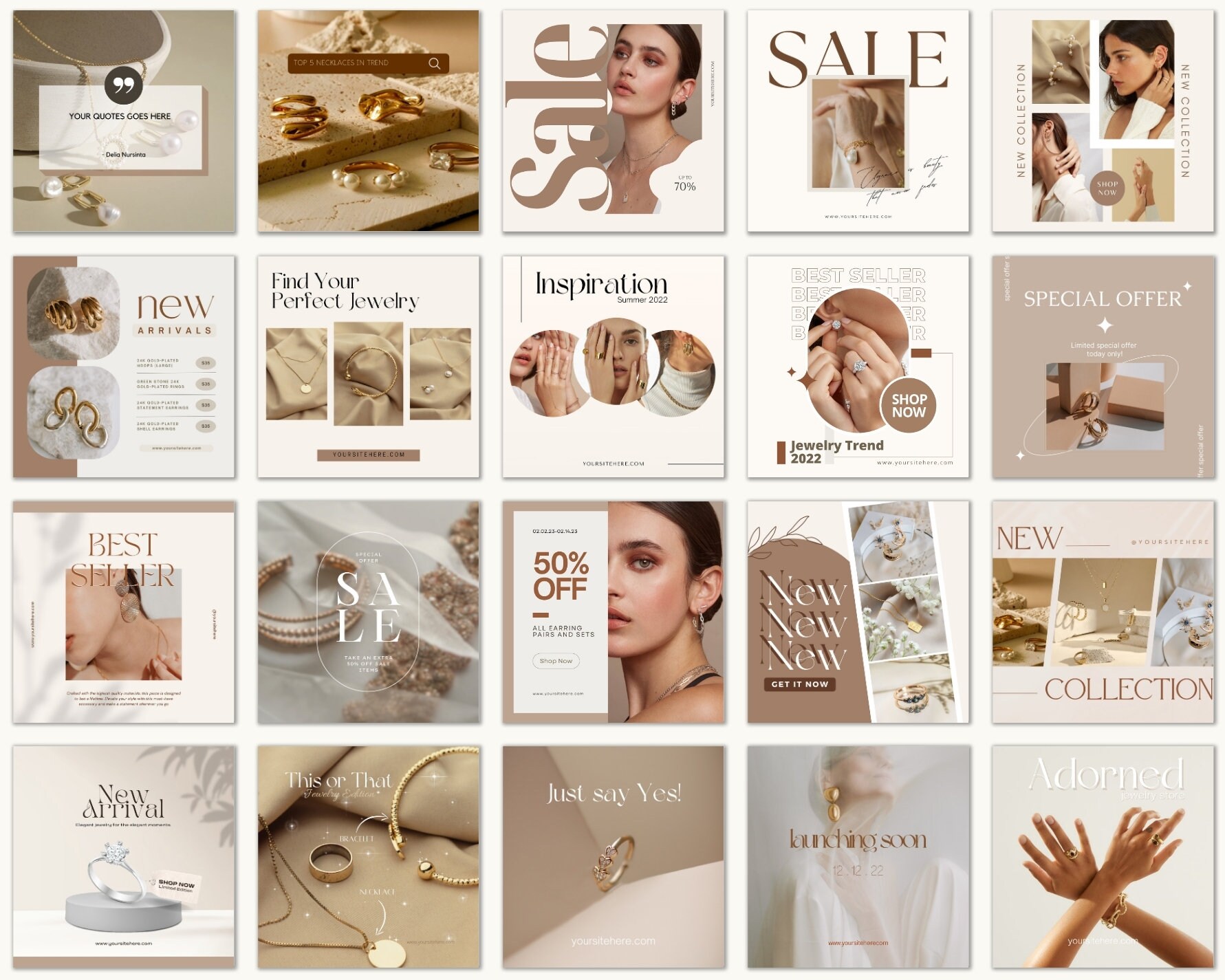 Jewelry Instagram Post Templates | Jewellery Social Media Branding ...