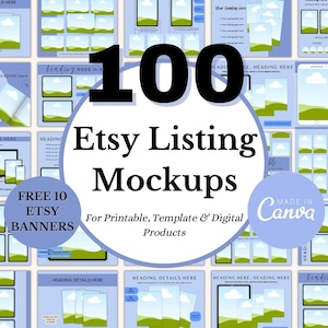 Etsy Listing Mockup Templates, Tools for Etsy Sellers, Mockups for Canva, Etsy Seller Guides, Etsy Listing Templates, Canva Listing Template