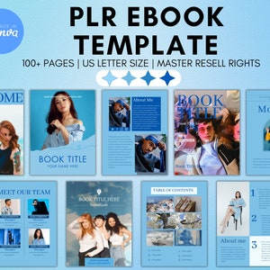 PLR Ebook Template, PLR Canva Template, PLR Ebook, Plr digital product, commercial use canva, master resell rights canva ebook blue