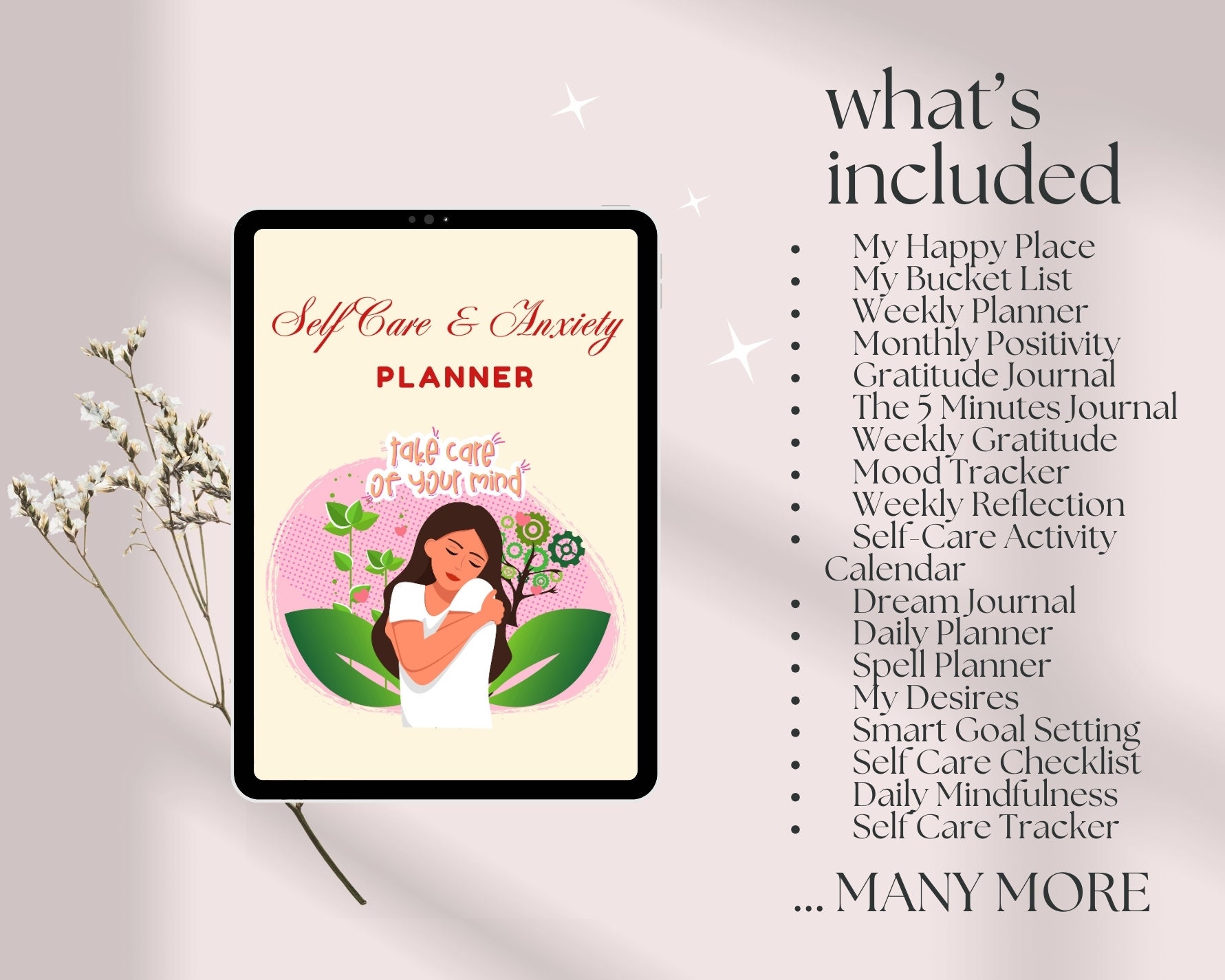 PLR Digital Planner, Plr Self Care & Anxiety Planner, Master Resell ...
