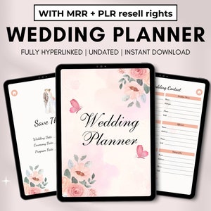 PLR Hochzeitsplaner | PLR Digital Produkte | Master Weiterverkaufsrechte | MRR | Eigenmarkenrechte | plr Journal | plr Canva Vorlagen