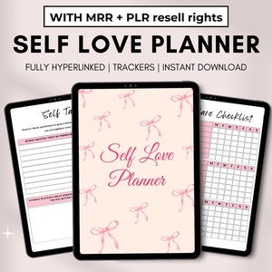 PLR Digital Planner, Plr Self Love Planner, Master Resell Rights, Plr Digital Products, MRR, dfy plr, Plr Canva Templates