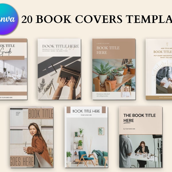 Book Cover Template Beige Theme | eBook cover Digital Book Cover Canva Template book cover design ebook cover design 20 book designs Canva