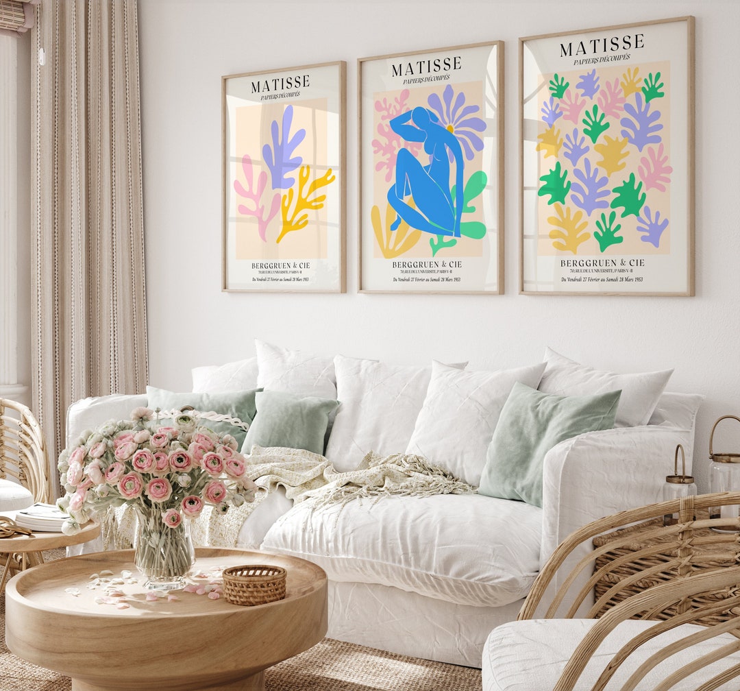 Henri Matisse Set of 3 Wall Art, Gallery Wall Set, Pastel Matisse Print ...