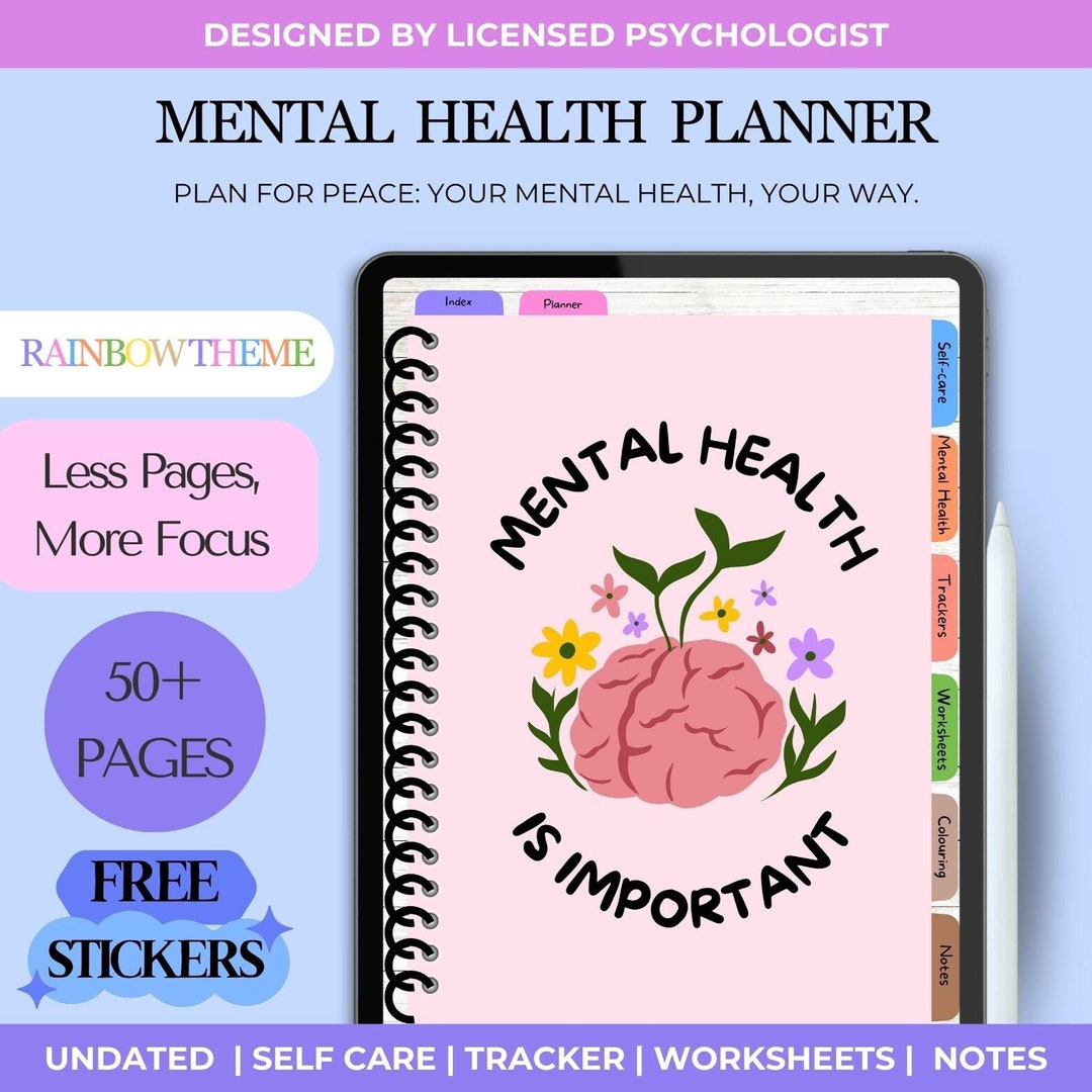 Mental Health Planner designed by Psychologist, Mental Health Journal ...