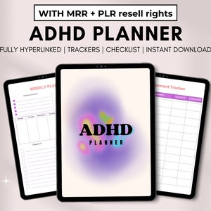 PLR Digital Planner, Plr ADHD Planner, Adhd Planner, Master Resell Rights, Plr Digital Products, MRR, Plr, Plr Canva Templates