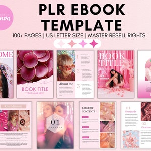 PLR Ebook Template, PLR Canva Template, PLR Ebook, Plr digital product, commercial use canva, master resell rights canva ebook pink