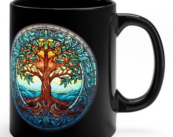 TREE OF LIFE Mug | Religious Christian Spiritual Arts Gifts Coffee Mugs | Strong Glossy Black