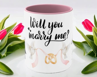 MARRIAGE PROPOSAL MUG-Will You Marry Me?Mug-Pink, Marry Me Proposal Gifts,Marry Me Proposal Ideas, Engagement Gifts, Engagement Coffee Mugs.