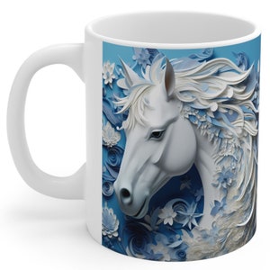 Beautiful WHITE HORSE 3D MUG, Horse Lovers Gifts, Horse Mugs, Horse Coffee Mugs, Horse Gifts for Horse Lovers Riders Owners
