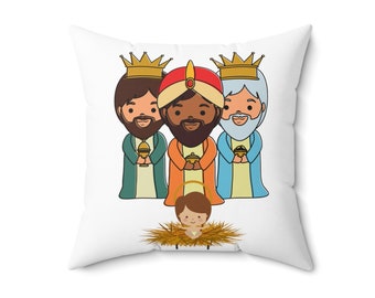 THREE KINGS and JESUS Pillow, Decorative Throw Pillows, Christmas Deco, Christmas Pillows, Christmas Gifts, Three Kings Wise Men Gifts