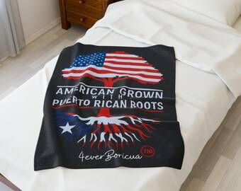 PUERTO RICO DIASPORA Blanket | Boricua Pride Gifts | American Grown with Puerto Rican Roots 30x40