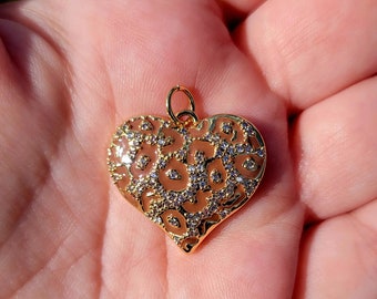 Chocolate Gold Leopard Heart Tumbler Charm