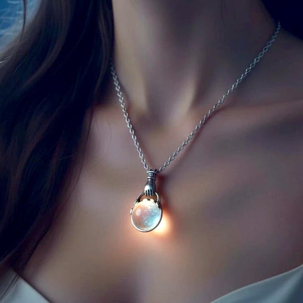Victorian style Pool of Light Sphere Necklace: Rock Crystal Quartz Sphere Memorial Pendant