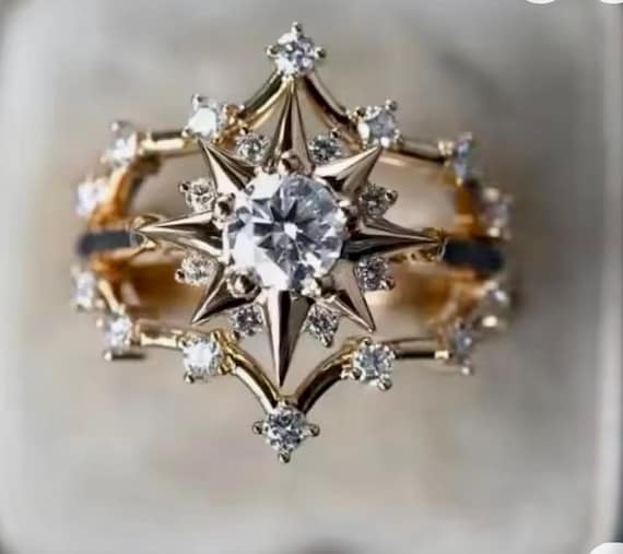 Vintage Star Ring: 18k Yellow Gold Filled Stateme… - image 3