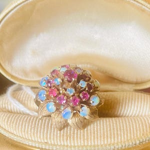14kt Gelbgold Opal Saphir Ring - Größe 5,5