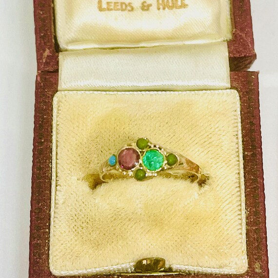 Vintage 14k Yellow Gold Emerald Ruby Ring - Size 6 - image 7