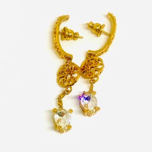 Alexander McQueen Gothic Gold Drop Earrings, McQueen Drop earrings, Designer McQueen logo signed gold earrings for her