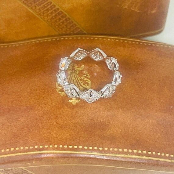 Vintage Art Nouveau Silver Filled Ring: Cubic Zir… - image 7