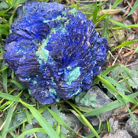 Vintage Azurite Malachite Crystal Rosette – Natural Gemstone Specimen