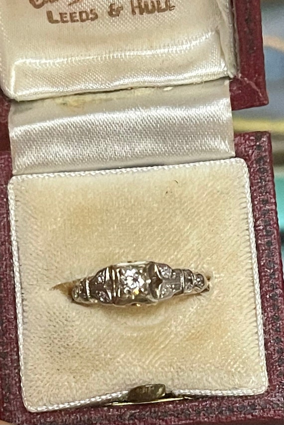 Antique Diamond 14kt Yellow Gold Ring size 7 - image 7