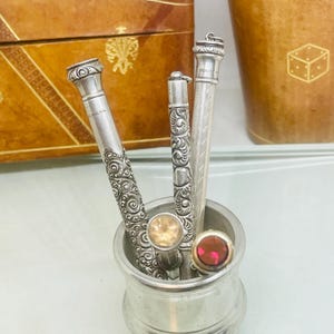 Antique Sterling Silver mechanical pencil, detailed design engraved sterling silver pencil collectible, writing utility, scribe pencil