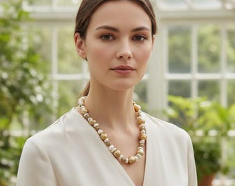 Vintage Cultured Pearl Necklace: 14K Gold Clasp, Hand-Knotted Silk