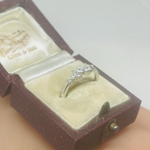 Dainty diamond ring, silver minimalist stone ring for her