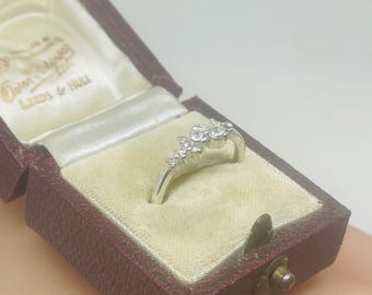 Dainty diamond ring, silver minimalist stone ring for her