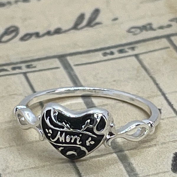 Momento Mori Heart Mourning Ring Unique black enamel silver or gold  Mori heart Ring