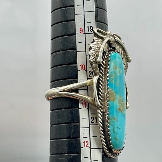 Vintage Turquoise Statement Ring Signed Sterling … - image 7