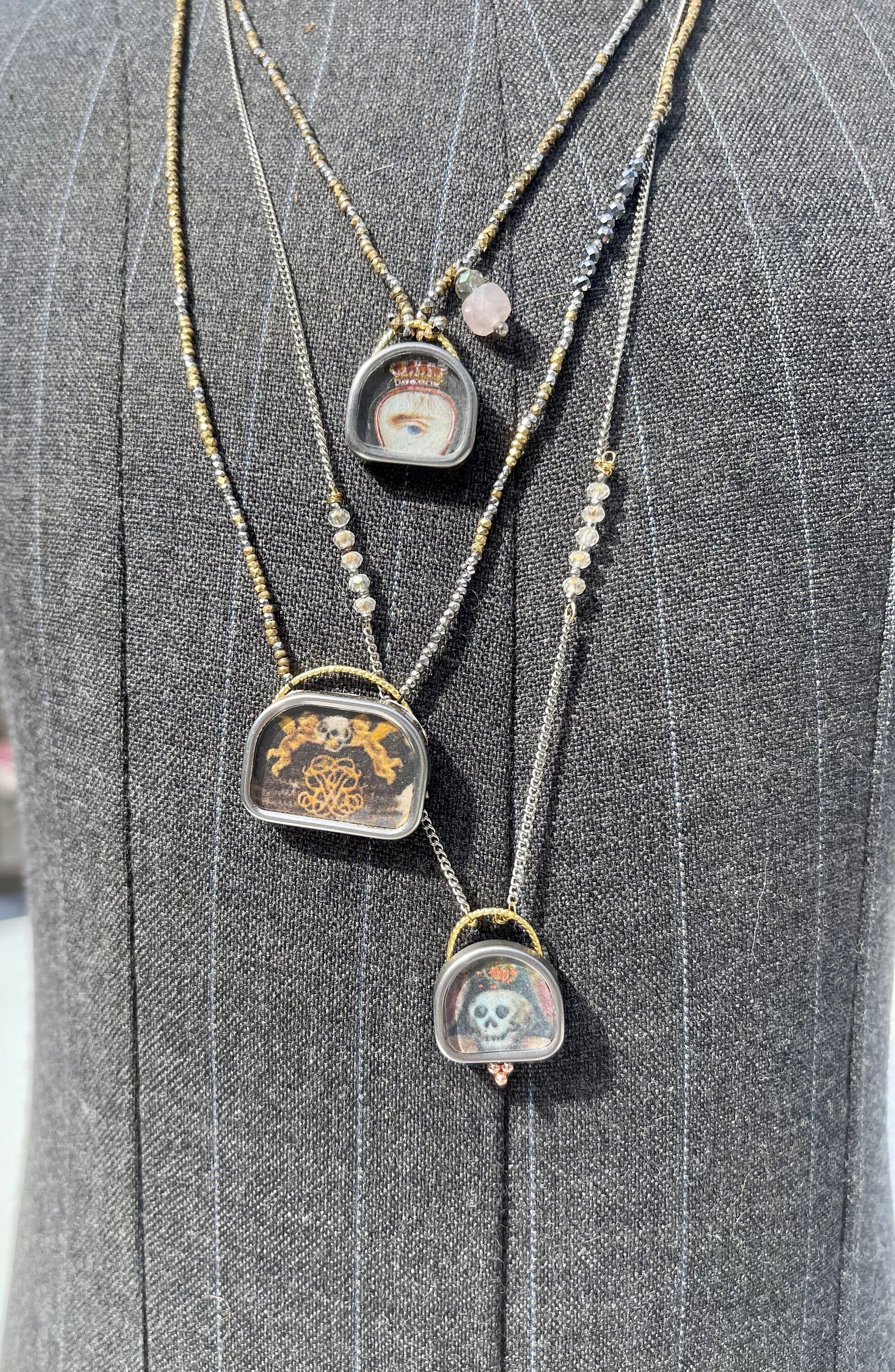 Sterling Silver Gothic Memento Mori Necklace. Dark Academia, Mortality Jewelry, Gothic Jewelry, LIMITED EDITION lovers eye necklace for her