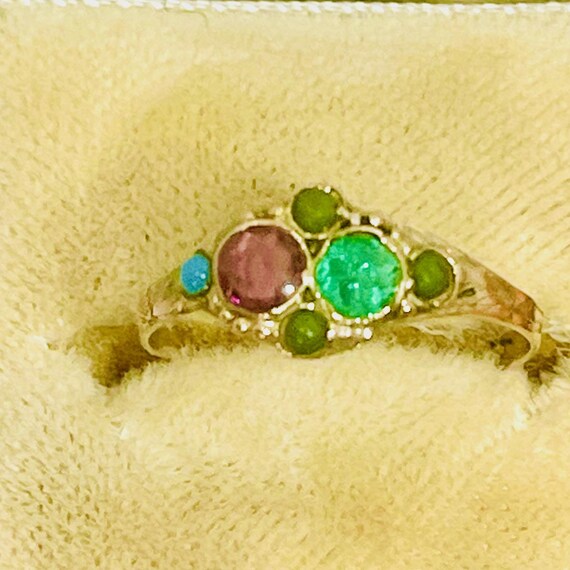 Vintage 14k Yellow Gold Emerald Ruby Ring - Size 6 - image 2