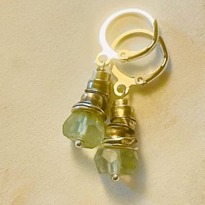 Sterling Silver Green Fluorite Drop Earrings: Handmade Dangle Jewelry