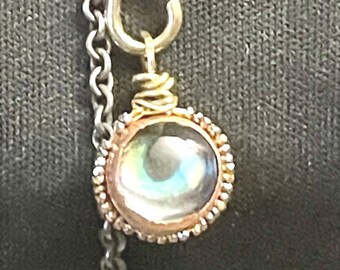 Custom Cat Eye Memorial Pendant Necklace: Abalone Shell, Sentimental Jewelry