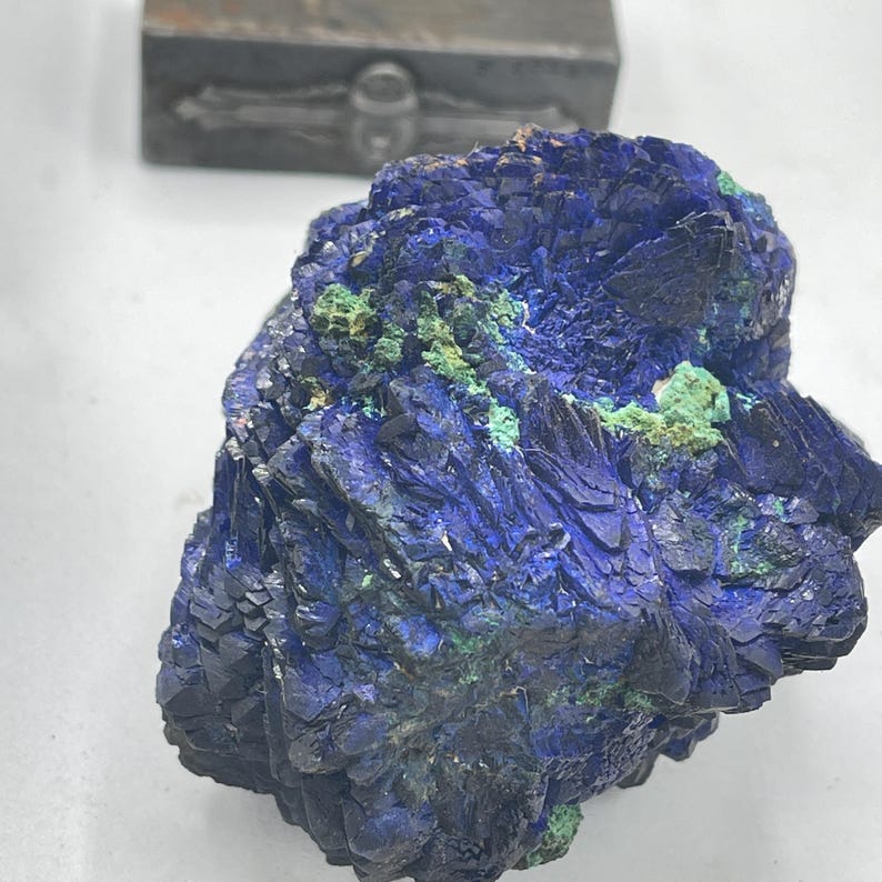 Vintage Azurite Malachite Crystal Rosette – Natural Gemstone Specimen image 8