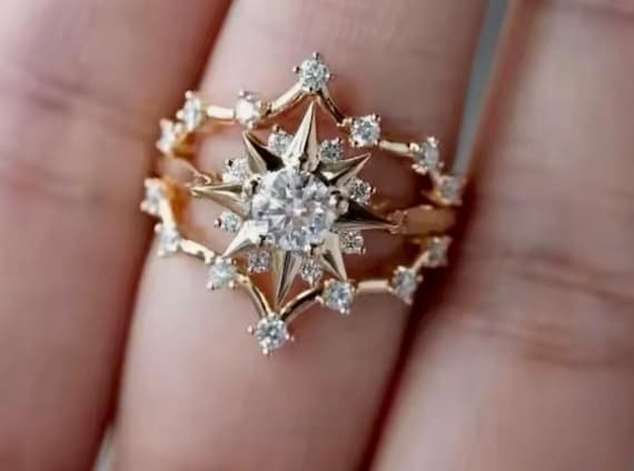 Vintage Star Ring: 18k Yellow Gold Filled Stateme… - image 2
