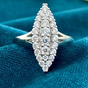 Vintage Silver or Gold Navette Ring