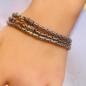 Vintage Balinese Heavy Sterling Silver bracelet 4.5mm thick Balinese sterling silver chain bracelet for her sterling everyday bracelets