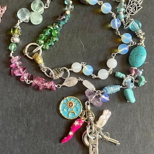 Collier de pierres précieuses à breloques multiples Tourmaline amétrine topaze Collier de pierres précieuses arc-en-ciel en fluorite turquoise Collier à breloques