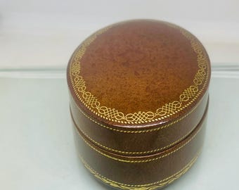 Antique Italian Leather Box: Vintage Jewelry Keepsake, Rustic Patina Decor