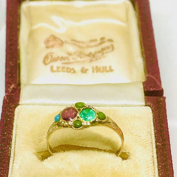 Vintage 14k Yellow Gold Emerald Ruby Ring - Size 6 - image 6