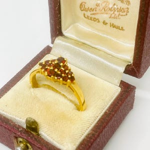Vintage 14k yellow gold garnet ring, Bohemian garnet size 11 gold ring, ring for her