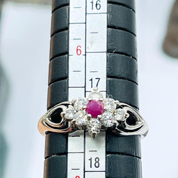 Vintage Diamond Natural Ruby Ring: Signed Sterlin… - image 11