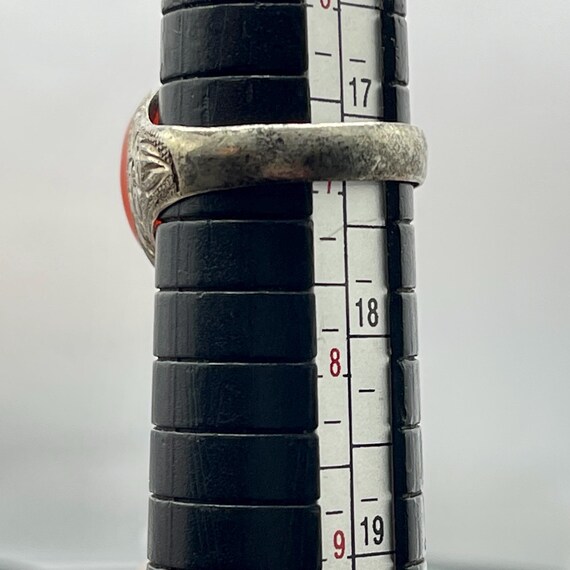 Vintage Carnelian Statement Ring Signed Sterling … - image 2