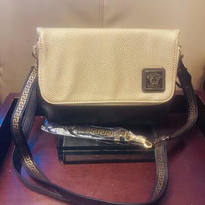 Versace Crossbody Bag Medusa Logo Mini Purse Clutch Chic Vegan Wristlet Gold and Black Versace handbag